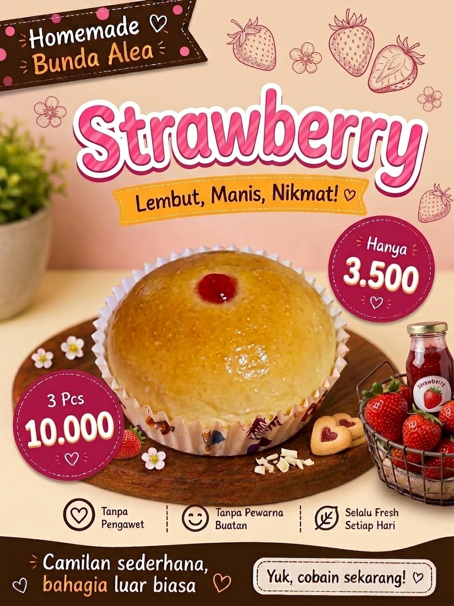 Roti Strawberry Kecil