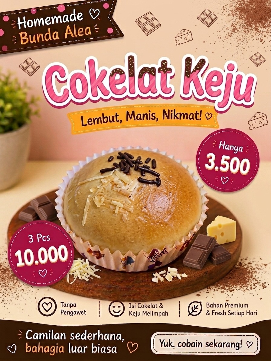 Roti Cokelat Keju Kecil
